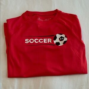 Under Armour Kids Long Sleeve Soccer Performance Tee in Bold Red